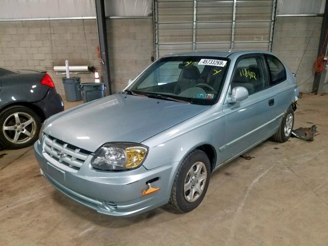 KMHCG35C24U311839 - 2004 HYUNDAI ACCENT GL BLUE photo 2