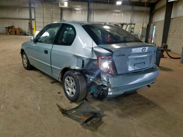 KMHCG35C24U311839 - 2004 HYUNDAI ACCENT GL BLUE photo 3