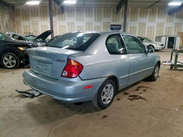 KMHCG35C24U311839 - 2004 HYUNDAI ACCENT GL BLUE photo 4