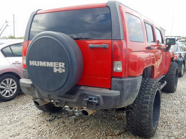 5GTDN13EX78105665 - 2007 HUMMER H3 RED photo 4