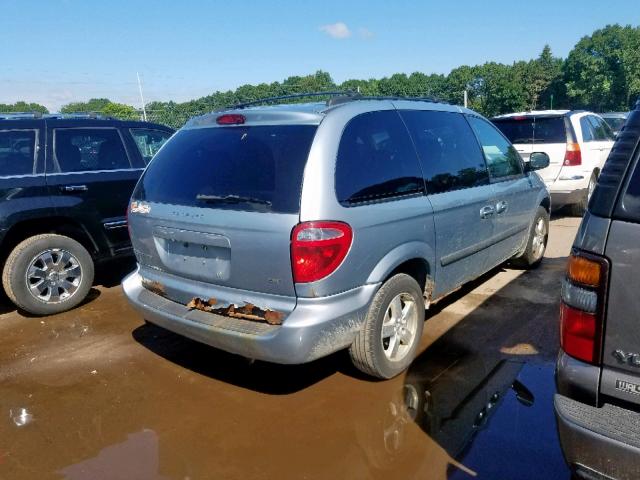 1D4GP45R16B500922 - 2006 DODGE CARAVAN SX BLUE photo 4