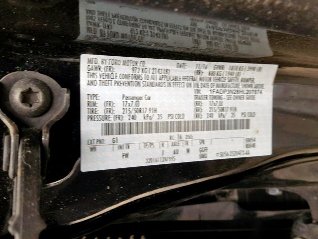 1FADP3N28HL207874 - 2017 FORD FOCUS TITA BLACK photo 10