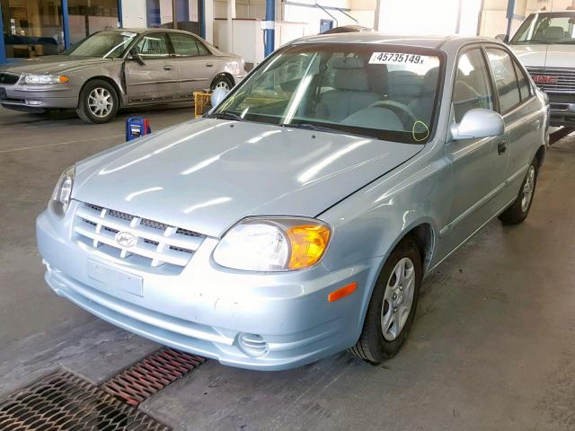 KMHCG45C04U536959 - 2004 HYUNDAI ACCENT GL BLUE photo 2