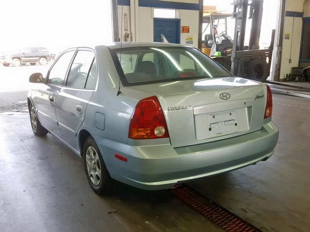 KMHCG45C04U536959 - 2004 HYUNDAI ACCENT GL BLUE photo 3