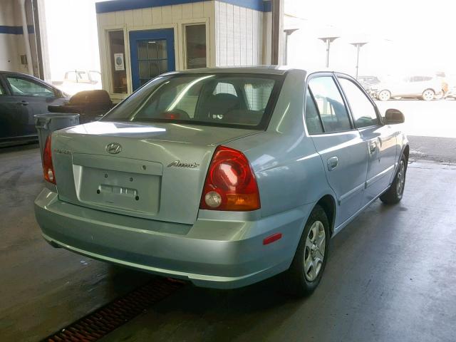 KMHCG45C04U536959 - 2004 HYUNDAI ACCENT GL BLUE photo 4