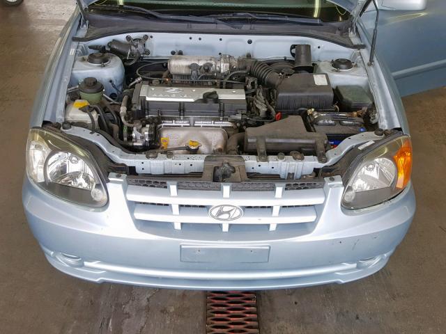 KMHCG45C04U536959 - 2004 HYUNDAI ACCENT GL BLUE photo 7