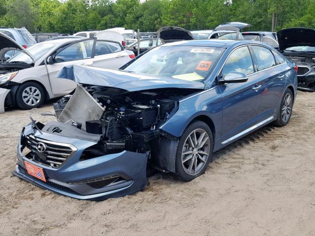 5NPE34AB1FH056951 - 2015 HYUNDAI SONATA SPO BLUE photo 2