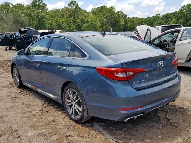 5NPE34AB1FH056951 - 2015 HYUNDAI SONATA SPO BLUE photo 3