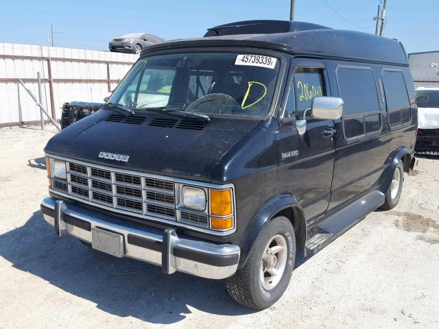 2B6HB21Y0PK514974 - 1993 DODGE RAM VAN B2 BLACK photo 2