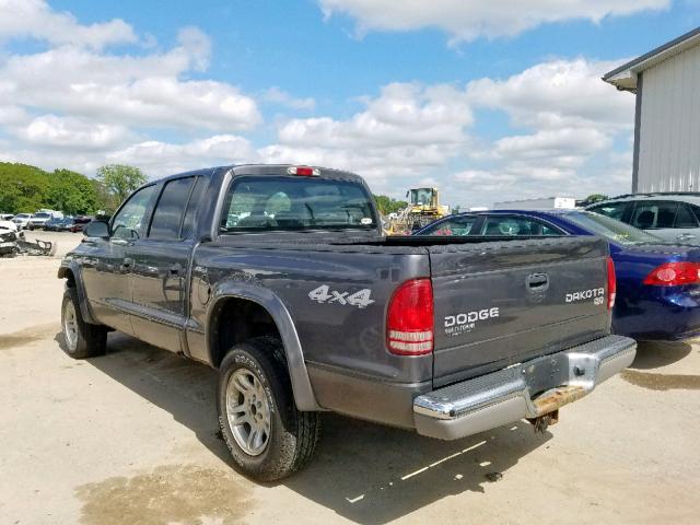 1D7HG48N83S248470 - 2003 DODGE DAKOTA QUA GRAY photo 3