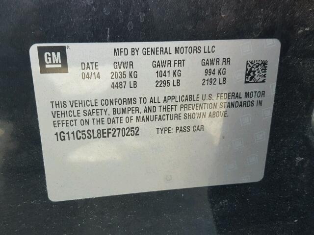 1G11C5SL8EF270252 - 2014 CHEVROLET MALIBU 1LT BLACK photo 10