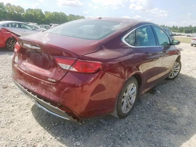 1C3CCCAB7GN159525 - 2016 CHRYSLER 200 LIMITE MAROON photo 4