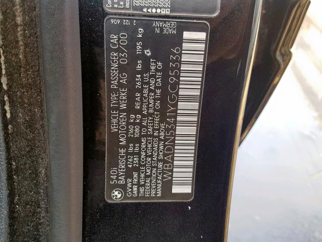 WBADN5341YGC95336 - 2000 BMW 540 I 黑色 照片 10