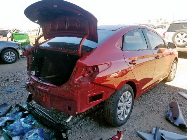 3KPC24A3XJE035130 - 2018 HYUNDAI ACCENT SE RED photo 4