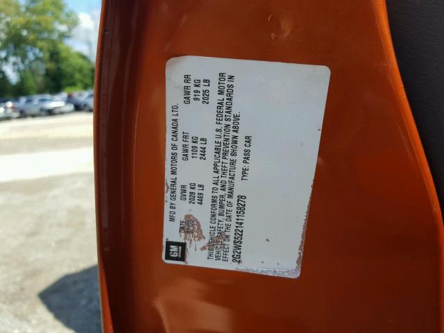 2G2WS522141158278 - 2004 PONTIAC GRAND PRIX ნარინჯისფერი ფოტო 10