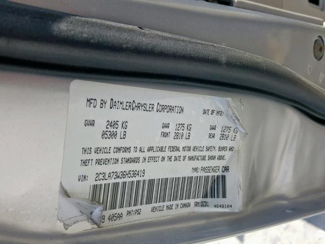 2C3LA73W36H536419 - 2006 CHRYSLER 300C SRT-8 SILVER photo 10