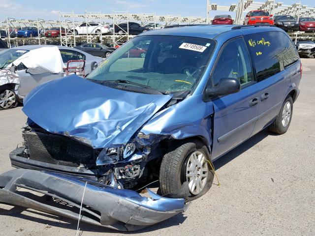 1D4GP25R27B205592 - 2007 DODGE CARAVAN SE BLUE photo 2