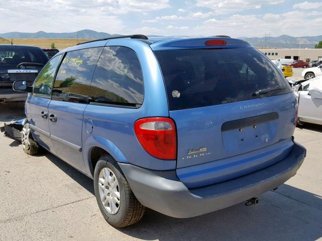 1D4GP25R27B205592 - 2007 DODGE CARAVAN SE BLUE photo 3