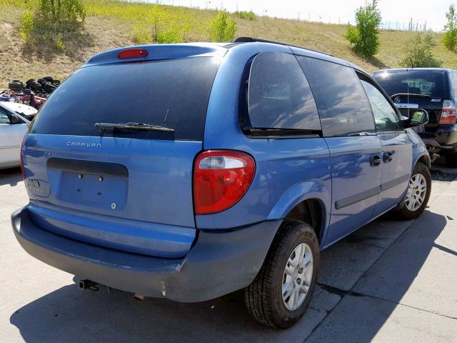 1D4GP25R27B205592 - 2007 DODGE CARAVAN SE BLUE photo 4