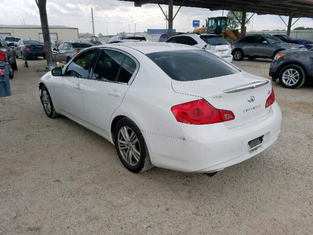 JN1CV6AP1AM201576 - 2010 INFINITI G37 BASE WHITE photo 3