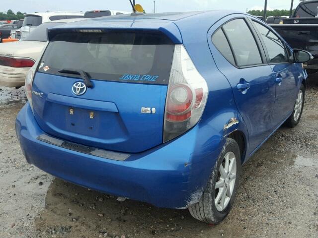 JTDKDTB38C1514909 - 2012 TOYOTA PRIUS C BLUE photo 4