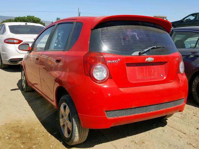 KL1TD66E29B646088 - 2009 CHEVROLET AVEO LS RED photo 3