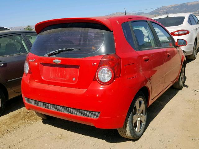 KL1TD66E29B646088 - 2009 CHEVROLET AVEO LS RED photo 4