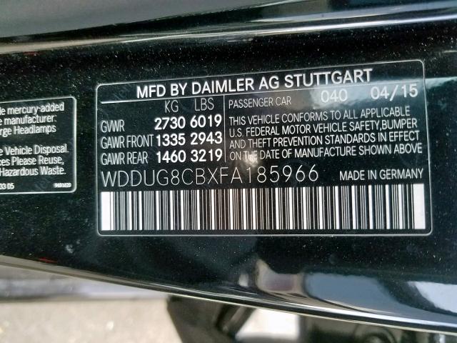 WDDUG8CBXFA185966 - 2015 MERCEDES-BENZ S 550 BLACK photo 10