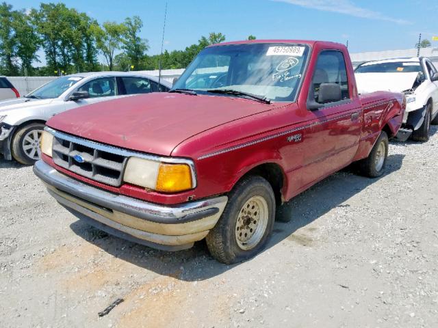 1FTCR10X1RUE15128 - 1994 FORD RANGER BURGUNDY photo 2