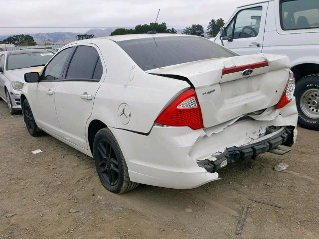 3FAHP0GA1CR365780 - 2012 FORD FUSION S WHITE photo 3