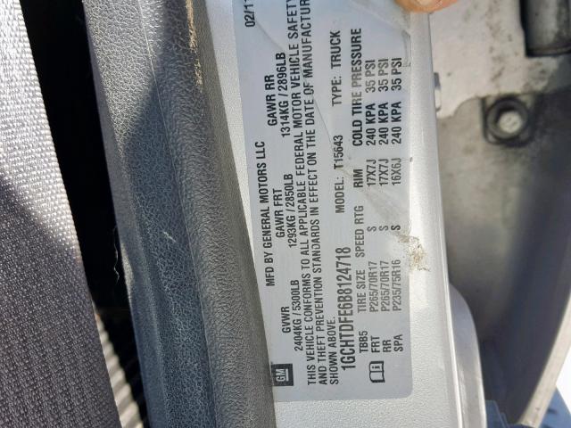 1GCHTDFE6B8124718 - 2011 CHEVROLET COLORADO L SILVER photo 10