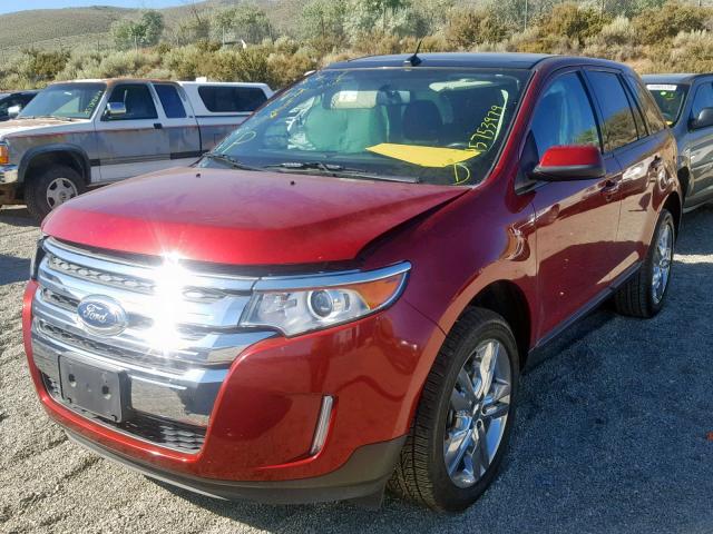 2FMDK3JC6EBA62414 - 2014 FORD EDGE SEL RED photo 2