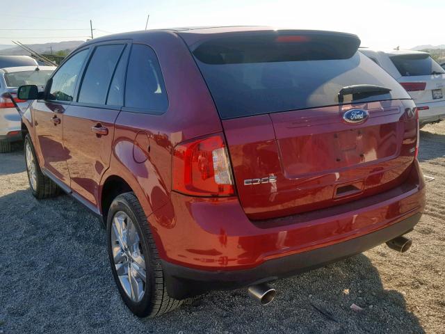 2FMDK3JC6EBA62414 - 2014 FORD EDGE SEL RED photo 3