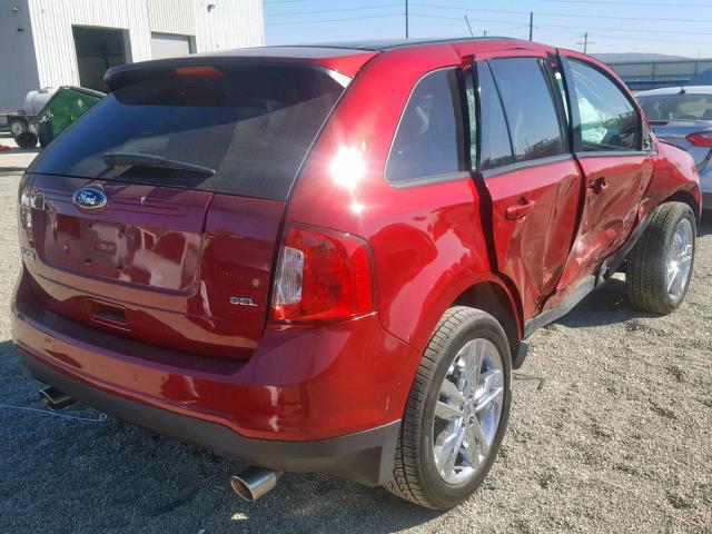 2FMDK3JC6EBA62414 - 2014 FORD EDGE SEL RED photo 4