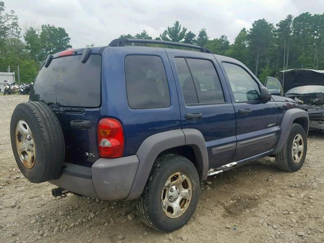 1J4GL48K04W185280 - 2004 JEEP LIBERTY SP BLUE photo 4