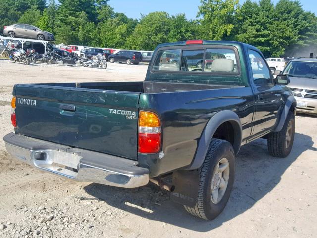 5TEPM62NX1Z831733 - 2001 TOYOTA TACOMA GREEN photo 4