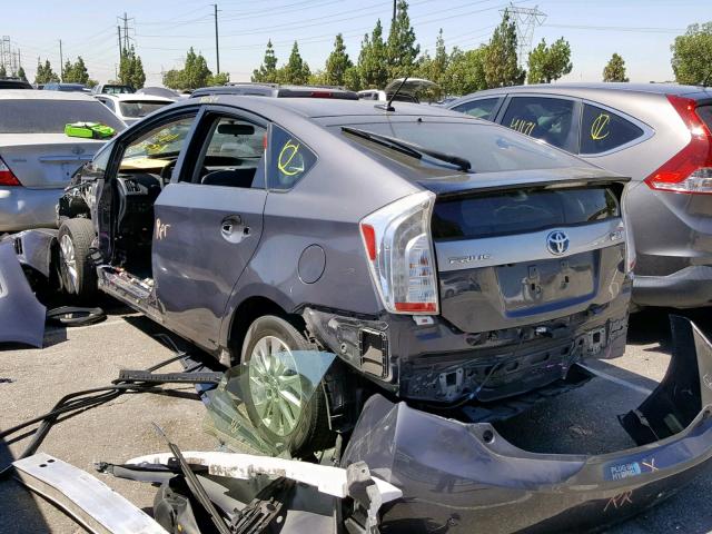 JTDKN3DP2F3067063 - 2015 TOYOTA PRIUS PLUG GRAY photo 3