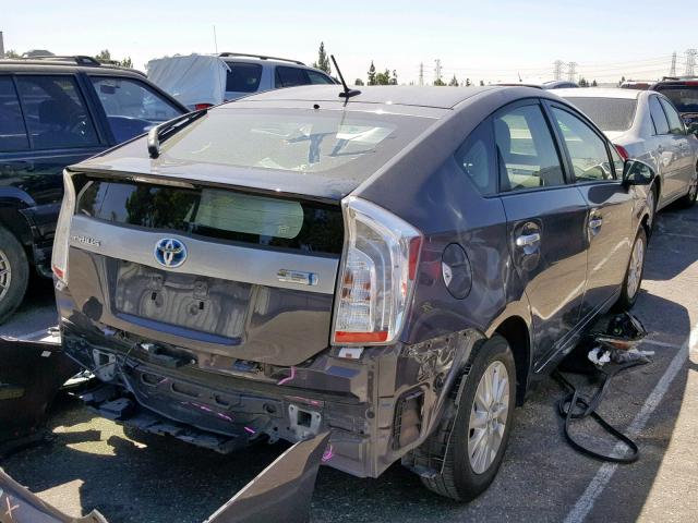 JTDKN3DP2F3067063 - 2015 TOYOTA PRIUS PLUG GRAY photo 4