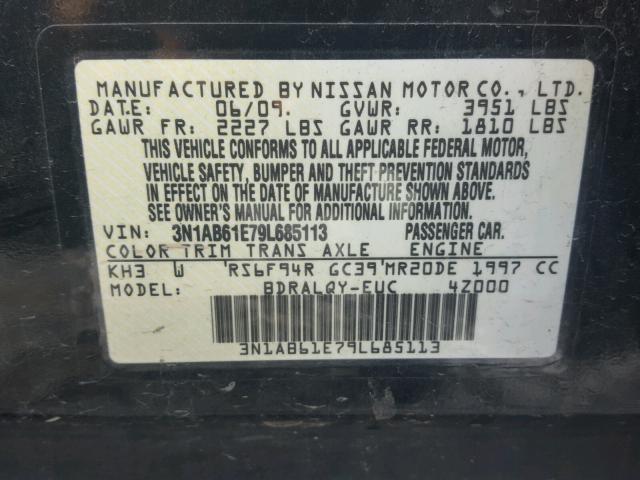 3N1AB61E79L685113 - 2009 NISSAN SENTRA 2.0 BLACK photo 10