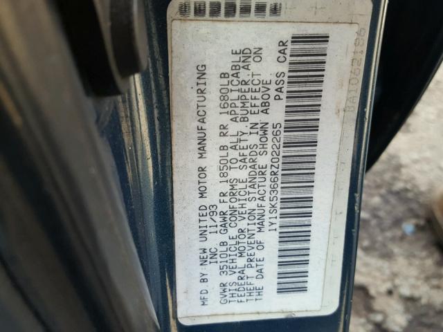 1Y1SK5366RZ022265 - 1994 GEO PRIZM BASE მწვანე ფოტო 10