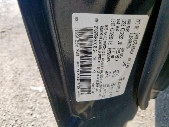 2A8GM68X97R149104 - 2007 CHRYSLER PACIFICA T BLACK photo 10