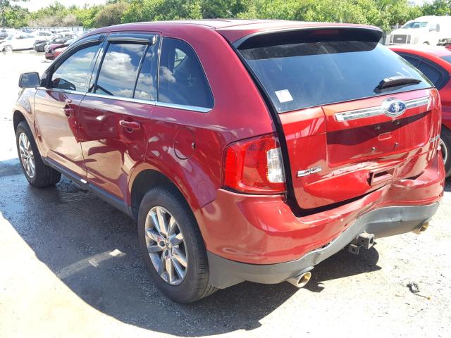 2FMDK3KC1DBA35408 - 2013 FORD EDGE LIMIT RED photo 3