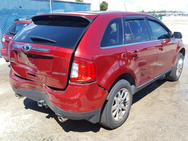 2FMDK3KC1DBA35408 - 2013 FORD EDGE LIMIT RED photo 4