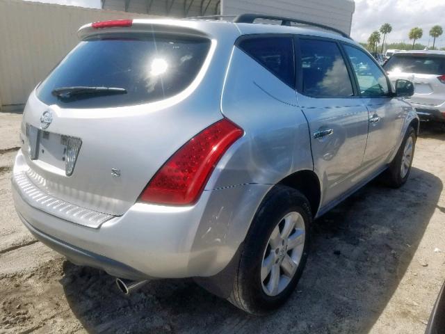 JN8AZ08T26W420491 - 2006 NISSAN MURANO SILVER photo 4