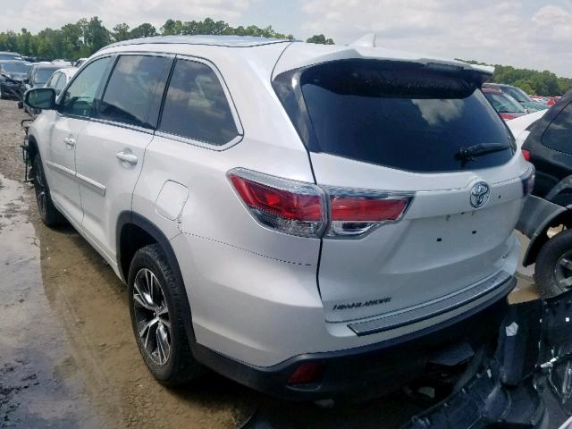 5TDKKRFH5GS178207 - 2016 TOYOTA HIGHLANDER WHITE photo 3