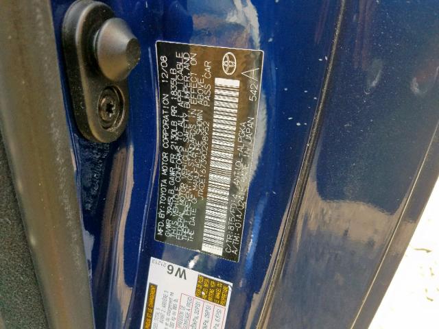 JTKDE167390298952 - 2009 TOYOTA SCION TC ლურჯი ფოტო 10