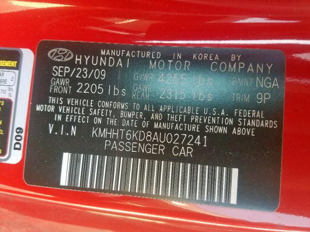 KMHHT6KD8AU027241 - 2010 HYUNDAI GENESIS CO RED photo 10