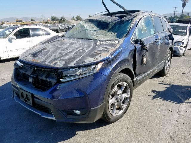 2HKRW1H80HH514435 - 2017 HONDA CR-V EXL BLUE photo 2