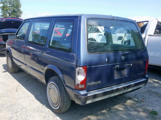2P4FH25K5LR583440 - 1990 PLYMOUTH VOYAGER BLUE photo 3