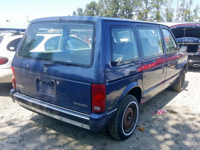 2P4FH25K5LR583440 - 1990 PLYMOUTH VOYAGER BLUE photo 4